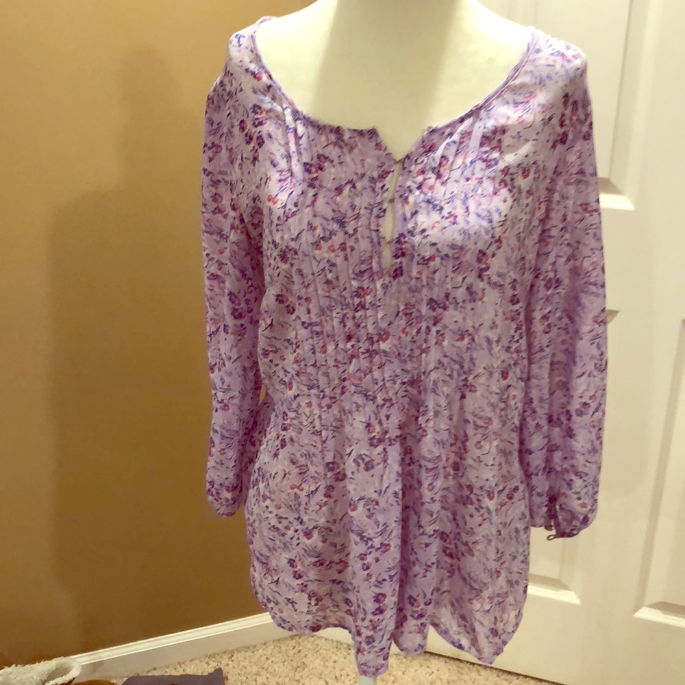 Purple floral blouse